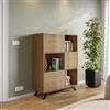 DEGHI Credenza 100x133h cm in legno rovere horizon con vani a giorno e ante cannettate - Unity