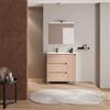 DEGHI Mobile bagno a terra 85 cm rovere atlas con lavabo sx e specchio - Libras