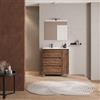 DEGHI Mobile bagno a terra 85 cm rovere scuro con lavabo sx e specchio - Libras