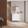 DEGHI Mobile bagno a terra 85 cm white satinato con lavabo sx e specchio - Libras