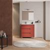 DEGHI Mobile bagno a terra 85 cm red satinato con lavabo sx e specchio - Libras