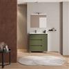 DEGHI Mobile bagno a terra 85 cm green satinato con lavabo sx e specchio - Libras