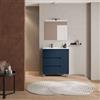 DEGHI Mobile bagno a terra 85 cm blu satinato con lavabo sx e specchio - Libras