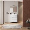 DEGHI Mobile bagno a terra 85 cm bianco lucido con lavabo dx e specchio - Libras