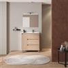 DEGHI Mobile bagno a terra 85 cm rovere atlas con lavabo dx e specchio - Libras