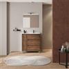 DEGHI Mobile bagno a terra 85 cm rovere scuro con lavabo dx e specchio - Libras