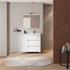 DEGHI Mobile bagno a terra 85 cm white satinato con lavabo dx e specchio - Libras