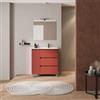 DEGHI Mobile bagno a terra 85 cm red satinato con lavabo dx e specchio - Libras