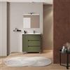 DEGHI Mobile bagno a terra 85 cm green satinato con lavabo dx e specchio - Libras