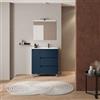 DEGHI Mobile bagno a terra 85 cm blu satinato con lavabo dx e specchio - Libras