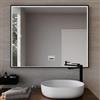 DEGHI Specchio da bagno 3 led 100x80 cm con luce perimetrale antiappannante e sensore di movimento nero opaco - Elevate