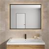 DEGHI Specchio da bagno 3 led 100x80 cm con antiappannate e retroilluminato nero opaco - Seraph