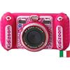 VTech Kidizoom Duo DX Rosa, Macchina Fotografica per Bambini con +75 Filtri, Foto e Video, Doppia Fotocamera Anteriore e Posteriore, Scocca Antiurto, Lingua Italiana, Batterie Incluse, 3-12 Anni