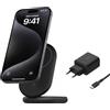 Belkin BoostCharge Caricabatteria wireless magnetico e pieghevole Qi2, compatibile con MagSafe e StandBy, 15 W, caricatore rapido per dispositivi Qi2, iPhone 16/15/14/13, alimentatore incluso, nero