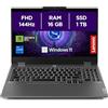 Lenovo LOQ Notebook Gaming 15.6 FHD (1920x1080) 144Hz, Intel Core i7-13650HX, RAM 16GB, 1TB SSD, NVIDIA GeForce RTX 4060 8GB GDDR6, Windows 11, Tastiera Retroilluminata - Luna Grey