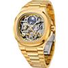 FORSINING Orologio da uomo di lusso automatico a carica automatica, scheletro, analogico, sole e luna, con cinturino in acciaio inox, Oro 2, classico