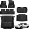 3W Compatibile con Tesla Model 3 2021 2022 2023 Set 9 di Tappetini in TPE e Tappetinii per il Bagagliaio, Tappeti per Resistente e Tappeto Bagagliaio Antiscivolo per Tesla Model 3