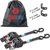 Sturdlink Cinghie a Cricchetto Autoavvolgenti da Fissare in Inox 1,8m x 25mm con un solo Gancio S e Fermo di Sicurezza | Capacità 300kg/600kg | Cinghia Retrattile con Impugnatura Ergonomica | Set da 2 con Borsa
