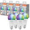 LEDVANCE Lampada LED SMART+ MATTER, smerigliata, 9,5W, 1055lm, forma a goccia E27, luce colorata e luce bianca, compatibile con Google, Alexa, Apple, app o controllo vocale, 20.000 ore,conf. da 4