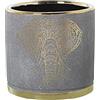 DRW Vaso circolare in ceramica con faccia elefante in grigio e oro 14 x 14 cm