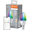 LEDVANCE Lampada LED SMART+ MATTER, smerigliata, 4,9W, 470lm, forma a candela E14, luce colorata e luce bianca, compatibile con Google, Alexa, Apple, app o controllo vocale, durata fino a 20.000 ore