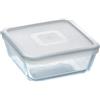 PYREX Cook&Freeze Contenitore Quadrato con Coperchio, Vetro, Bianco, 2 Litri, borosilicato, Trasparente