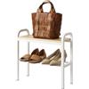 YAMAZAKI 4787 TOWER Shoe Rack with Wooden Board, white, Steel/PlyWood, 48 x 19 x 46 cm