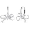 Qings Orecchini Cerchio Donna Fiocco Argento 925, Orecchino Oro Bianco Senza Nichel Cerchi Nastro Anallergici Hoop Earrings Bow for Women Ragazze
