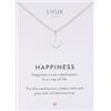 LUUK LIFESTYLE Collana con ciondolo Piedini da bambino e acciaio inossidabile (50 cm), carta HAPPINESS, portafortuna, gioielli moderno, idea regali donna, lei, ragazza, compleanno, argento