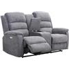 Vente-unique-Divano relax elettrico 2 posti con ripiano in tessuto Antracite - NEVERS