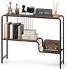 COSTWAY Tavolo Consolle, Tavolo d'Ingresso a 2 Ripiani con Struttura in Metallo, Tavolino Lungo e Stretto per Soggiorno, Ingresso, Corridoio e Ufficio, 99 x 27 x 79 cm