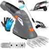 Masko® Tagliaerba, Tagliaarbusti con Batteria 7.2V 2000mA/h + Caricatore + Guanti, Tagliasiepi Elettrico da Giardino, Forbici da Prato Incluse. Lama per Erba + Lama per arbusti incl. Asta telescopica