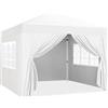 Yaheetech Gazebo da Giardino Tre Altezza Regolabile Tendone Pop-up Pieghevole con Telo Impermeabile con 4 pareti Laterali Tenda Chiuso Festa Esterno Campeggio 3 x 3 M Bianco