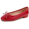 Feversole Women's Square Toe Fashion Flat,Punta Quadrata Tacco Basso Slip On Flats in Pelle vegana Verniciata Rossa 37 EU