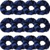 Blausky 12 elastici per capelli in velluto, morbidi scrunchies per donna in flanella, fascia elastica per capelli in tessuto, per coda di cavallo, trecce, blu navy