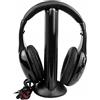 JTWEB Cuffie per TV wireless 5 in 1 con trasmettitore RF 2,4 G, comode cuffie con adattatore a Y, modalità vocale, radio FM, monitoraggio chat sul web, per guardare la TV sul computer,