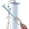 GAOZHI Colonna Doccia Senza Miscelatore in Acciaio Inox Colonna Doccia idromassaggio Set Con 30×20cm Quadrato Soffione e 2 Tipologie di Getto Doccetta Porta Ogetti Mensola Regolabili Asta Doccia