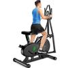 Xmifer Ellittiche Per La Casa, 2 in 1 Cross Trainer Ellittico Ergonomico Con Sedile e Resistenza Regolabili, Display LCD, Pedale Antiscivolo, Capacità Di Carico 265 LBS Salvaspazio (Nero)