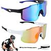 ROTKUSZ Occhiali Ciclismo Uomo e Donna, 2 Pezzi Occhiali Sportivi Uomo, Antivento e Resistente ai Raggi UV, Occhiali da Sole Sportivi UV400 per MTB, Running, Bici e Attività Outdoor, Blu + Arancione