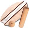STAASH® Balance Board in Legno Premium - Metodo di Allenamento Video Guidato (App Gratuita) - Tavola di Equilibrio Antiscivolo, Rullo in Sughero - Surf, Fitness, Yoga, Riabilitazione (Cacao starter)
