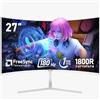 Gawfolk 27 pollici 180Hz curvo monitor per computer da gioco, 1800R，FHD 1080P, 98% sRGB, 1ms，FreeSync，178 ° grandangolo,HDMI、DisplayPort，Compatibile con il montaggio a parete 100 * 100mm - bianco