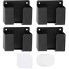 cxxtkcxxlc Set di 4 Porta Smartphone Muro, Autoadesivi Supporto Cellulare Muro con Porta di Ricarica, Ideale per Telecomandi e Piccole Parti, Nero