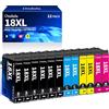 Ondula 18XL Cartucce d'inchiostro compatibili con Epson 18 Multipack per Epson XP 322 XP-305 XP-215 XP-225 XP-412 XP-422 XP-325 XP-312 XP-315 XP-205 XP-415 XP-425 (confezione da 12)