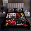 Tbrand Copriletto per chitarra Rock Music a tema per bambini, ragazzi e ragazze, set di trapunta con stampa di strumenti per chitarra e letto, collezione trapuntata, 2 pezzi per letto singolo