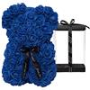 DuHouse Rose Bear Rose Teddy Bear Flower Gift Black Box per San Valentino Anniversario Festa della Mamma Natale, Compleanni Bridal Showers Completamente realizzato a mano 25,4 cm (Blu)
