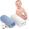 Dreamzie Set 2 Lenzuolo con Angoli Cotone Bambini - 70x140 - Oeko Tex certificato - Bianco E Blu - Lenzuolo Lettino 70x140