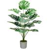 Zelihrdu Piante Artificiali Interno Realistiche, Piante Finte Esterno, Albero Pianta Artificiale con Vaso, Foglie Palma Grande, Decorazioni Soggiorno Casa Ufficio (75cm Verde Monstera)