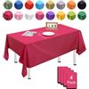 MORAINJAY 4 pz Tovaglia Antimacchia Impermeabile in Plastica,137x274cm Rosso Rosa Rettangolare Tovaglia per Grande Tavolo per Natalizia,Feste,Interni Esterni Giardino Ristorante e Matrimonio Decor