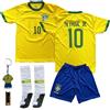 Gokaynex Maglietta Brasile Neymar Jr #10, Vini Jr #7 2024 WC Bambini Maglia Con Breve Nuova Stagione (4-13 Anni), Verde giallo, 128