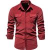 DDZYQ Casual Camicie Uomo Autunno Inverno Gioventù Slim Fit Velluto Coste Risvolto Cardigan Uomo Shirt Moderno Urbano Moda Tinta Unita Ispessimento Calda Uomo Base Shirt D-Yellow L